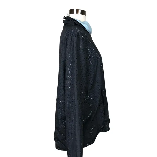 Fabletics‎ Womens Perforated Windbreaker Jacket Blue Hooded Medium athletic - Image 3