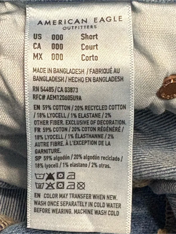 American Eagle Outfitters Light Blue Distressed Wide-Leg Jeans 23/000 Short NWT - Image 7