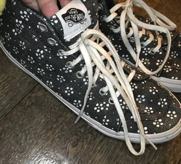 Vans Black Dot Daisy Print Lace Up High Top Sneakers Women’s Size 7 - Image 7