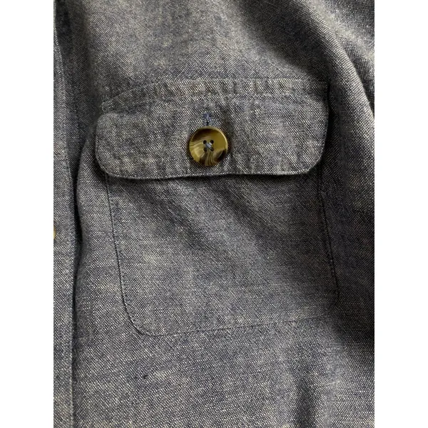 Centigrade Button Front Linen Blend Shacket Shirttail Hem Indigo Blue M NO BELT - Image 10