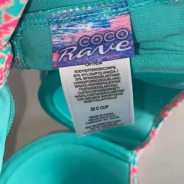 NWT 32C Coco Rave push up removable strap ruched middle‎ bikini top - Image 4