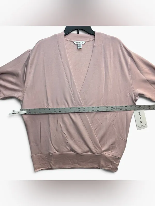 Athleta Purana V-Neck Wrap Sweatshirt Pink Size Large NWT $89 - Image 5