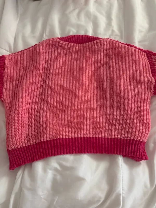 Shein Cardigan Sweater Pink Knit - Image 2