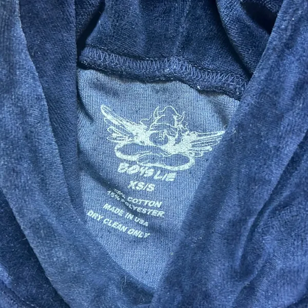 Boys Lie BLUE VELOUR CROPPED HOODIE - Image 3