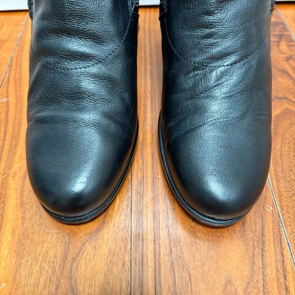 ALL BLACK Footwear Heeled Ankle Boots Dual Zipper in Black Leather 41 / 10.5 - Image 4