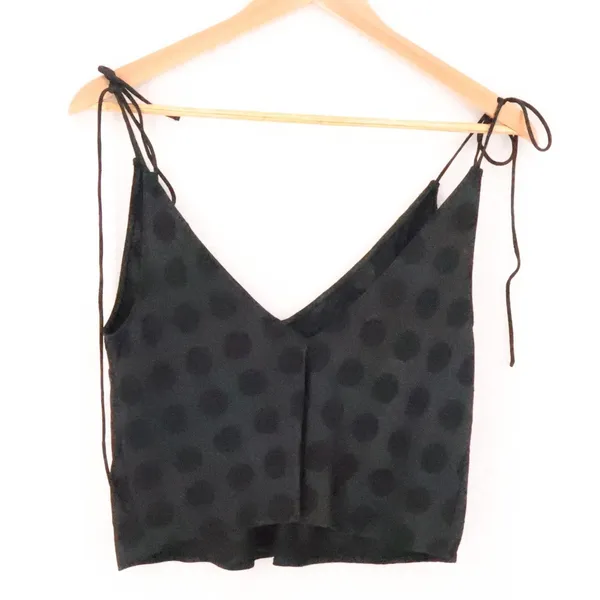 Victoria's Secret Polka Dot Camisole Tie Strap Womens Size M Black Y2K Layering - Image 5