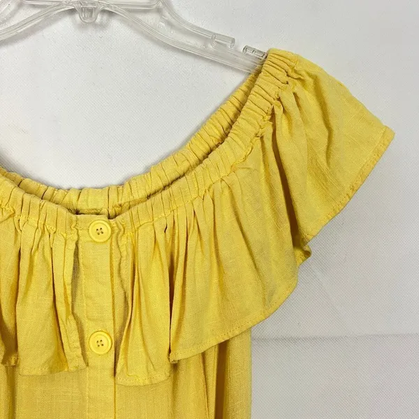 Forever 21 Linen Blend Off-Shoulder Button Down Dress - Image 5