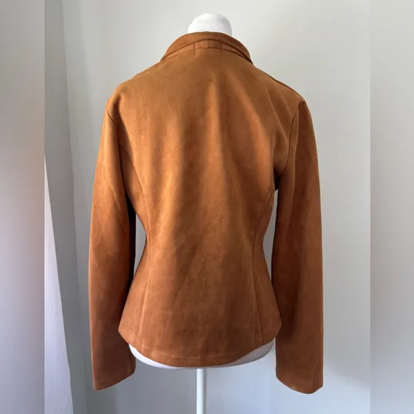 Have Tan Faux Leather Full Zip Lightweight Jacket Size M - Image 6