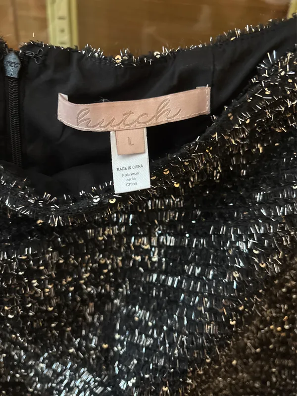 Hutch Tinsel Anthropologie Skirt Black Silver - Image 5