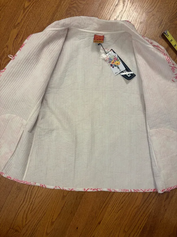 NWT ANU by Natural Reversible Pink Poppy Jacket 100% Cotton Block Print Boho |L - Image 9
