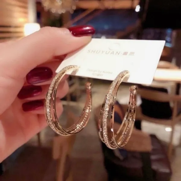 18K Gold Plated Open Hoop Earrings for Women - Image 3