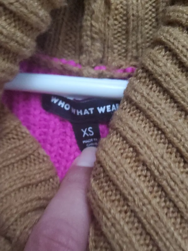 Turtleneck Striped Sweater in Brown and Hot Pink Size Xs Oversized Who What Wear - Image 2