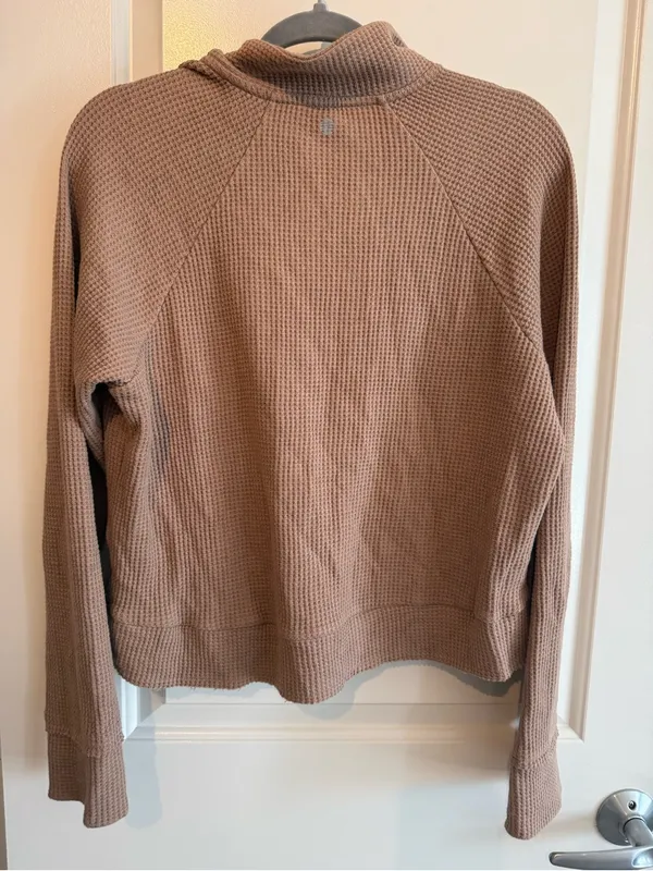 Zella Brown Half-Zip Waffle-Knit Pullover - Image 4