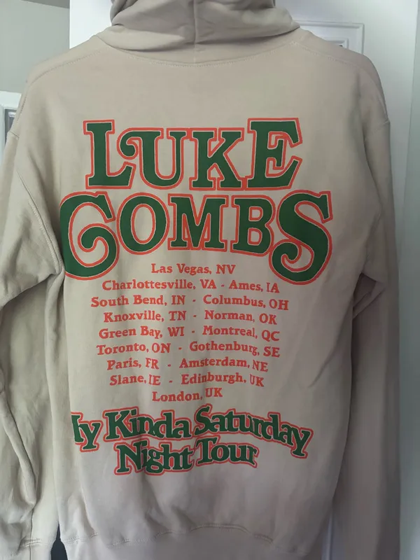 Luke Combs Hoodie Tan - Image 4