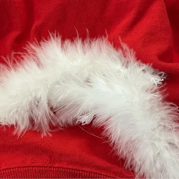 Gildan Christmas DIY Long Sleeve Holiday Top Feather Trim Candy Appliqué Red L - Image 5