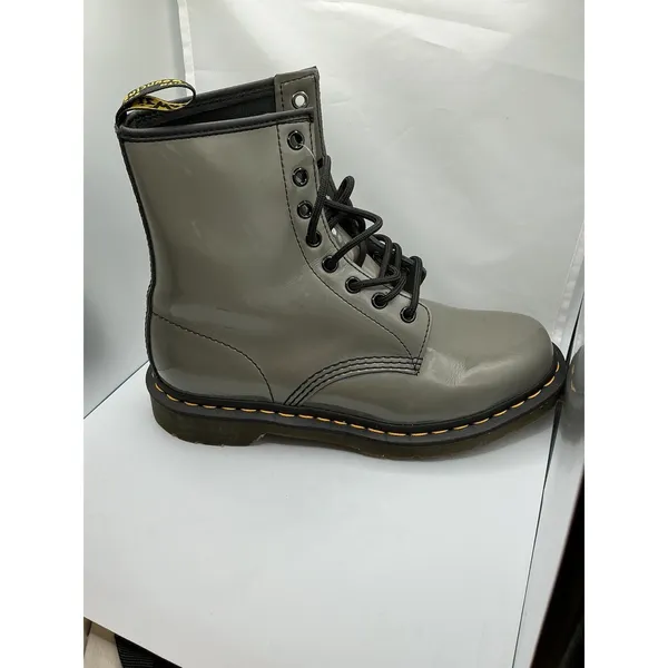 Doc Dr. Martens 1460 YS 8-Eye Gray Patent Leather Combat Boots Women's UK 6 US 8 - Image 2