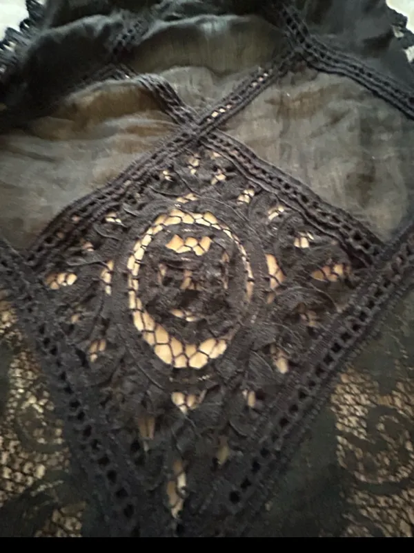 Free People ONE Black Lace Angel Dress Whimsigoth Cutout Size XS. - Image 7