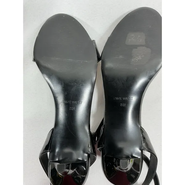 Womans New Nine West Strappy Dress Sandals 8 M Black Open Toe Kitten Heel - Image 6