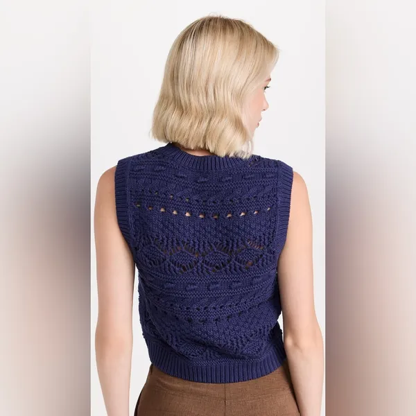 Madewell Open Stitch Sweater Vest in Navy S - Image 4