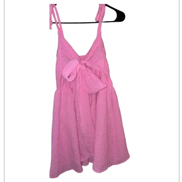 Lulus Cute and Sweet Pink Tie-Back Mini Skater Dress - Image 4
