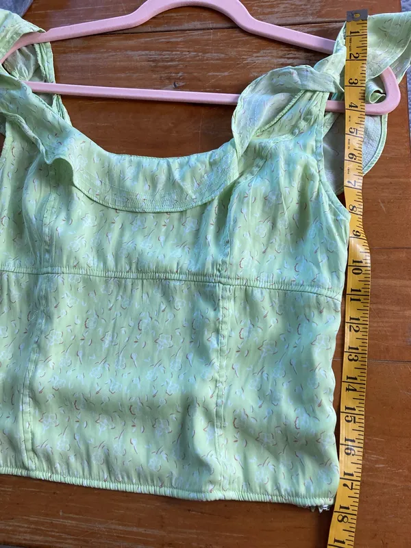 Free People Stay With You Lime Green Ruffle-Trim Camisole Medium - Image 6