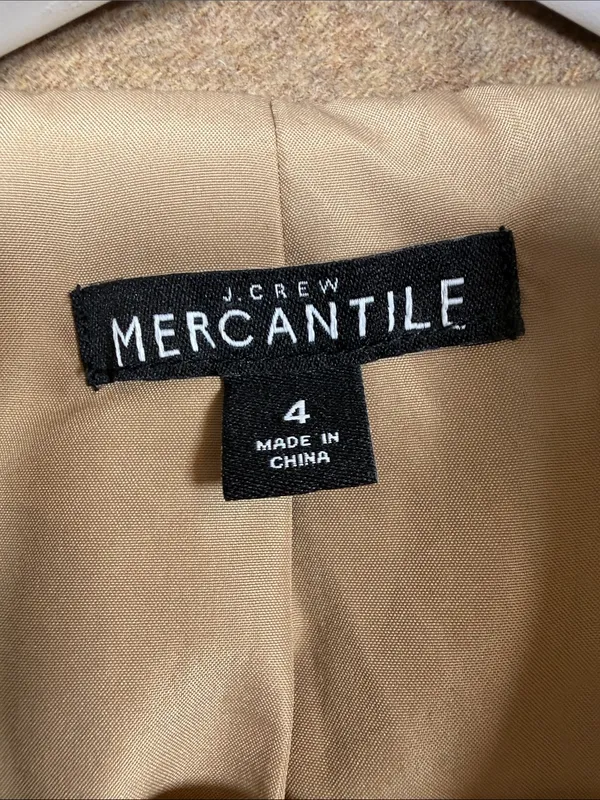 J. Crew Classic City Coat in Taupe Tan with gold zipper W2543 Sz 4 - Image 5