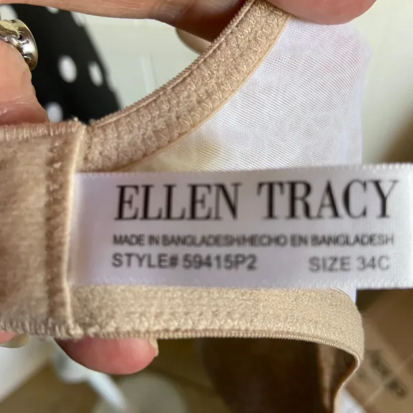 Ellen Tracy Womens Bra Size 34C Floral Print Beige T-Shirt‎ Tee Shirt - Image 3