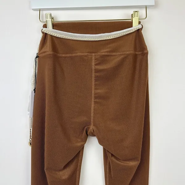 WeWoreWhat Chain High Rise Legging Ribbed Brown Stretch Athleisure Small NWT - Image 9