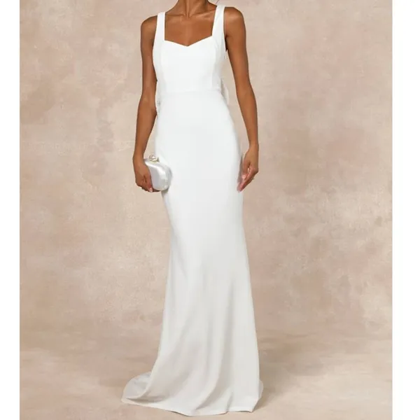 NEW Lulus Romantic Glow White Backless Pearl Bow Wedding Gown Maxi Dress XL - Image 3