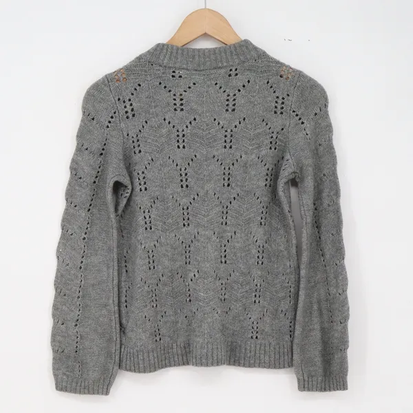 Gap Sweater Womens XS Pointelle Knit Gray Long Sleeve Crew Neck Excellent - Image 5