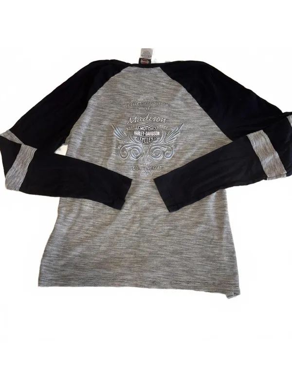 Harley-Davidson Motorcycles Woman’s L Madison Wisconsin Long Sleeve Raglan Tee - Image 2