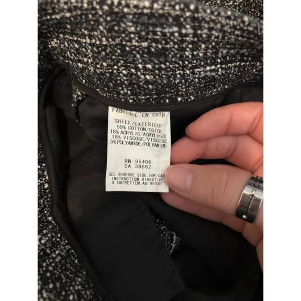 Theory Tweed Trousers Women 6 Black White Straight Leg‎ Professional Dress Pants - Image 4