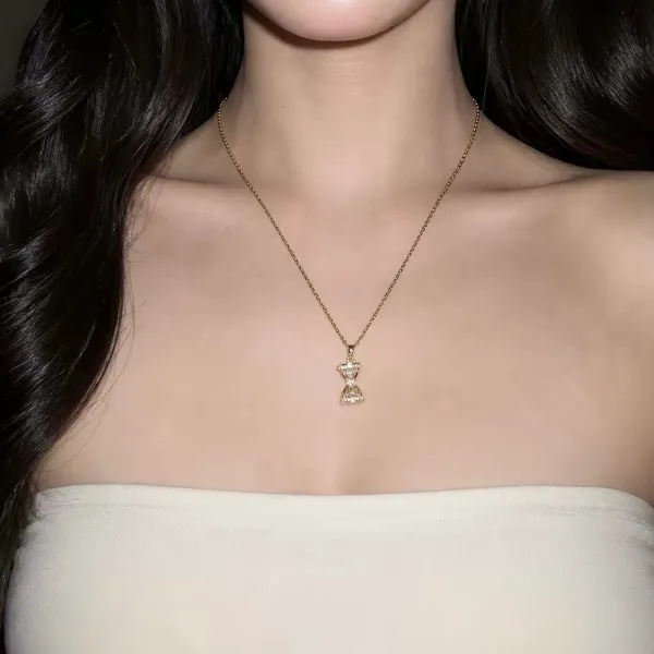 CZ Hourglass Pendant Necklace for Women - Image 6