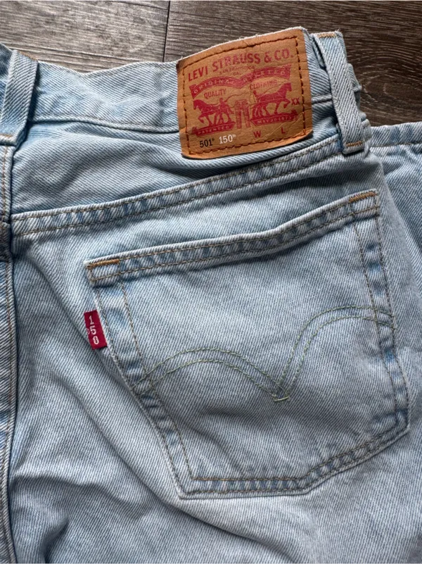 Levi Strauss Light Wash Straight Jeans 501 150th W28 L30 - Image 2