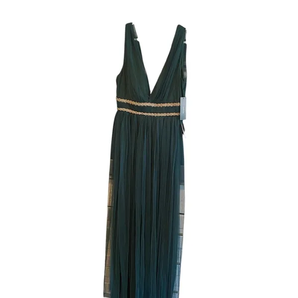 Lulus New Delightful Occasion Emerald Green Beaded Tulle Maxi NYE Dress Gown - Image 7