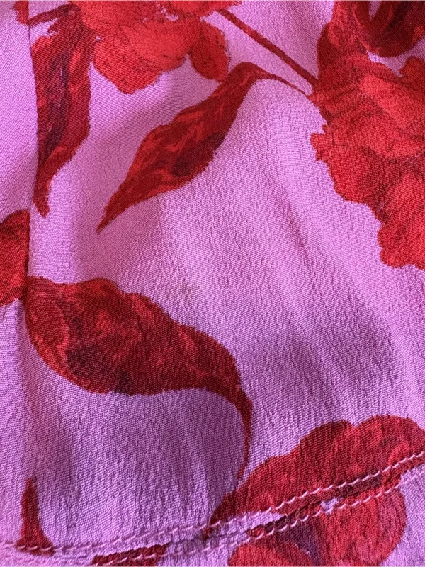 Olivaceous Pink Wrap Dress with Red Floral Print - Image 7