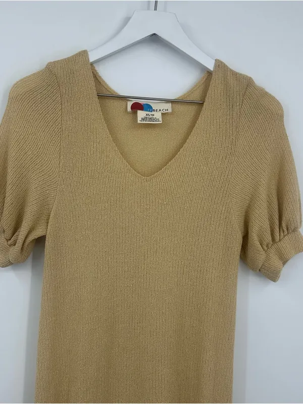 Free People Beach Tan Maxi Knit Dress Size XS Boho Beachy Festival V Neck - Image 5