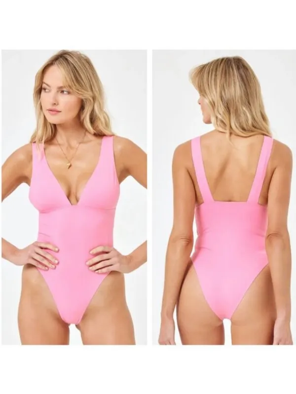 L*Space Seam-Free Katniss One Piece Swimsuit in Guava Pink Size Medium NWT - Image 2