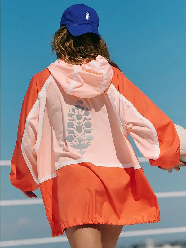 Free People Like The Wind Logo Jacket - Peach Combo - Image 2