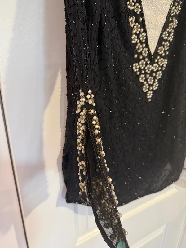 Papell Studio Silk Beaded Mini Cocktail Dress Black Size Small Embellished NWT - Image 5