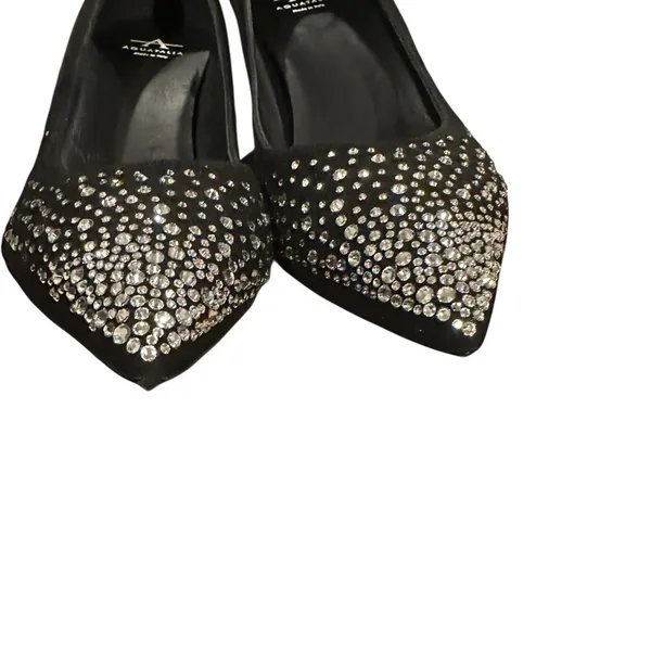 Aquatalia Black Embellished Rhinestone Pointed Toe Pumps Wedding Guest Shoes - Image 8
