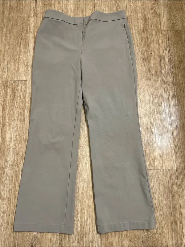 Theory Taupe Cropped Straight-Leg Pants - Image 4