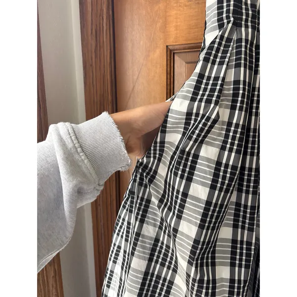 MAEVE Square Neck Tie Strap Midi Dress in Plaid Size Large - Image 5