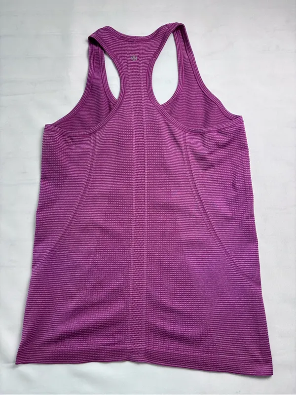 lululemon athletica Swiftly Tech Racerback Tank Magenta size 8 Motivational hem - Image 6