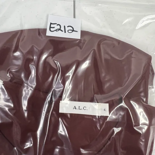 ALC Frank Size 4 Silk Blouse Open Back Ruffle Sleeve Burgundy Elegant Evening Top - Image 15