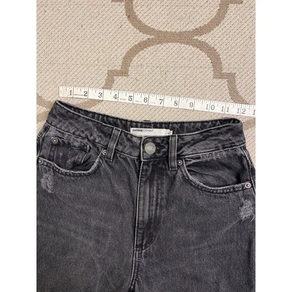 Garage Denim Street Wide Leg Black Distressed Jeans Size 00/23 Y2K - Image 3