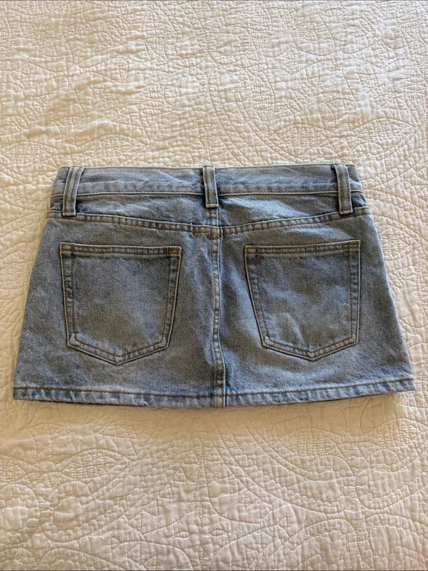 Brandy Melville John Galt Light Blue Denim Ultra Mini Skirt - Image 3