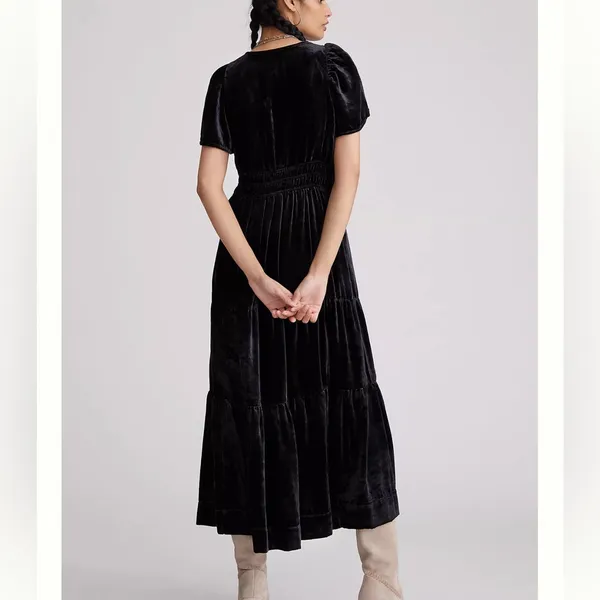 Anthropologie Somerset Velvet Maxi Dress Womens Small Black - Image 3