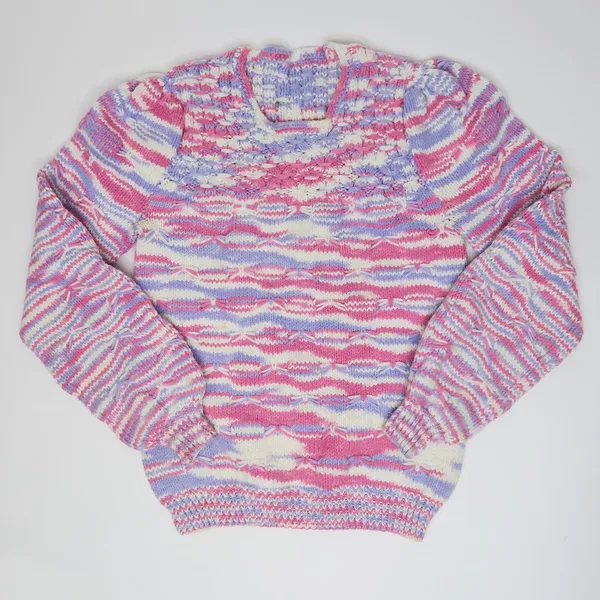 Vintage 80s Pink and Purple Knit Sweater - Image 2