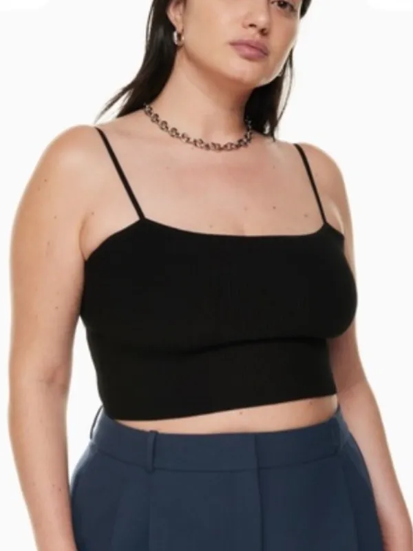 Aritzia Babaton Sculpt Knit Black Cropped Cami Size S - Image 2